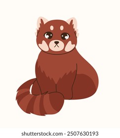 Cartoon character red panda. Flat vector illustration.