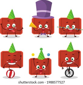 Cartoon character of red plastic tray with various circus shows. Vector illustration