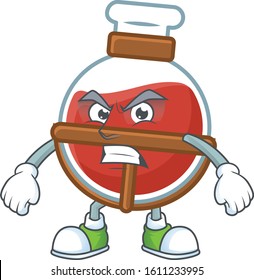cartoon character of red potion with angry face