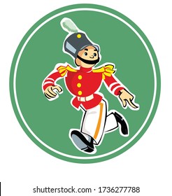 Cartoon character in red and white uniform vector illustration 