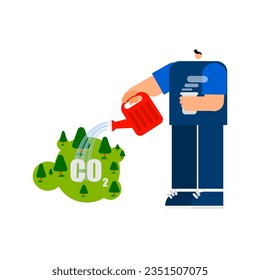 Caricatura de reforestación y descarbonización.