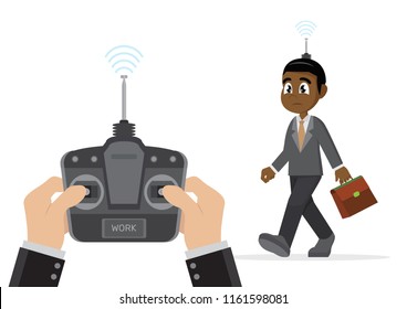 Cartoon character, Remote control businessman.,vector eps10