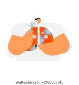 Cartoon character for respiratory disease and dyspnea condition.