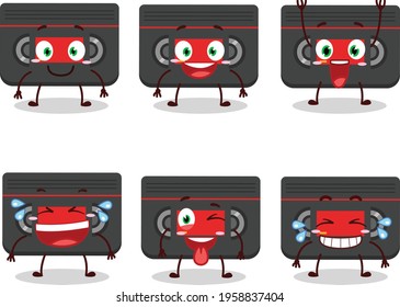 Cartoon character of retro cassette with smile expression