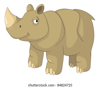 Cartoon Character Rhino Isolated on White Background. Vector.