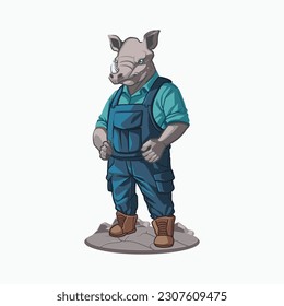 cartoon character of rhinoceros, a funny illustration