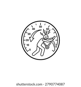 A cartoon character riding bicycle quickly