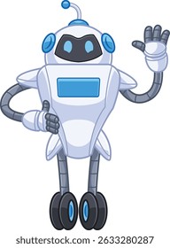 cartoon character robot friendly expression with waving pose