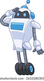 personagem de desenho animado robô expressão amigável com respeito pose