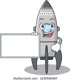 cartoon character of rocket design concept bring a board