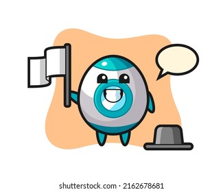 Cartoon character of rocket holding a flag , cute style design for t shirt, sticker, logo element