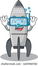 cartoon character of rocket wearing Diving glasses