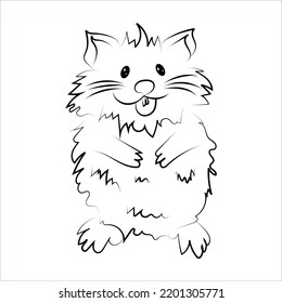 The cartoon character is a rodent. Cute funny smiling hamster. Vector illustration of a cartoon animal isolated on a white background. A small animal hamster. Cute hamster design.