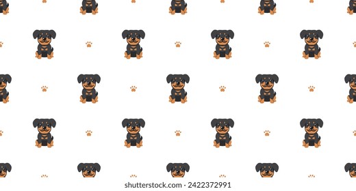 Cartoon character rottweiler dog seamless pattern background for design.