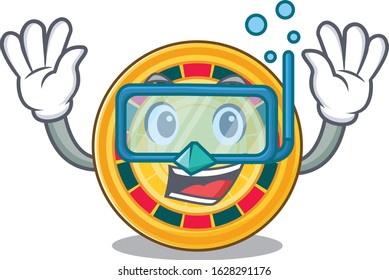 cartoon character of roulette wearing Diving glasses
