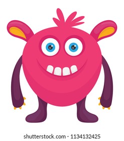 
A cartoon character in round shape with ears and fur on head characterizing caterpillar monster 
