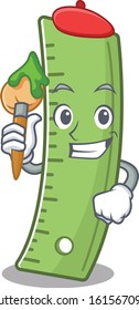Cartoon character of ruler Artist with a brush