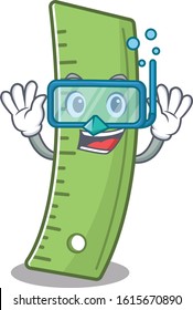 cartoon character of ruler wearing Diving glasses