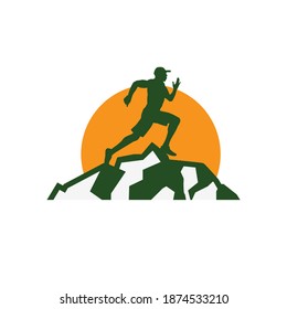 caricatura del personaje de corriendo man pose ilustraciones ejecutar logo vectorial plantilla de diseño