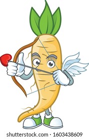cartoon character of salsify Cupid having arrow and wings