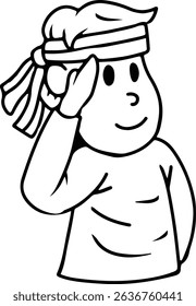 Cartoon Character Saluting Doodle Cute