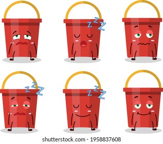 Cartoon character of sand bucket with sleepy expression