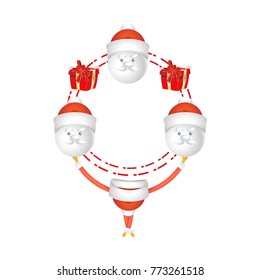 Cartoon character Santa Claus with gift isolated on white background. Vector for christmas and new year