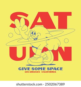 Cartoon character saturn for t shirt printing
