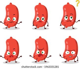 Cartoon character of sausage with what expression