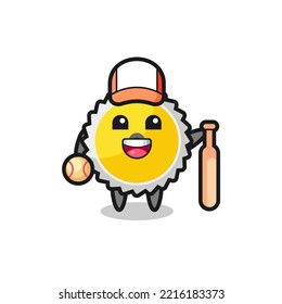 Cartoon character of saw blade as a baseball player , cute design