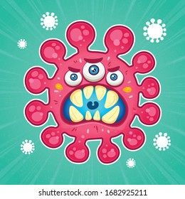 Cartoon Character of Scary Virus Coloring Vector