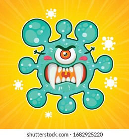 Cartoon Character of Scary Virus Coloring Vector
