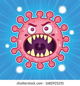 Cartoon Character of Scary Virus Coloring Vector