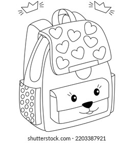 Cartoon character school bag backpacks with ornaments coloring pages for kids