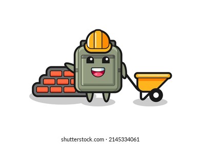 Cartoon character of school bag as a builder , cute design