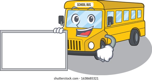 cartoon character of school bus design concept bring a board