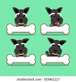Cartoon character scottish terrier dog with big bones
