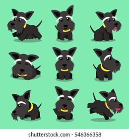 Cartoon character scottish terrier dog poses