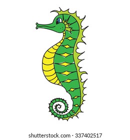 Cartoon character seahorse isolated on White Background