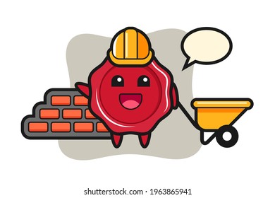Cartoon character of sealing wax as a builder, cute style design for t shirt, sticker, logo element