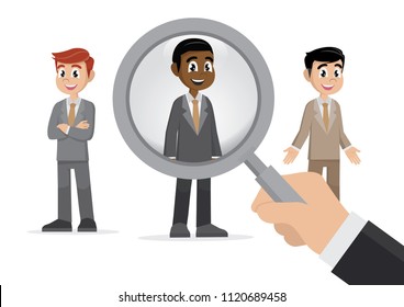 Cartoon character, Searching for the candidate.,vector eps10