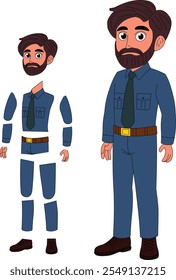 a cartoon character of security guard