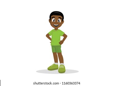 Cartoon character, The self-confident African boy, vector eps10