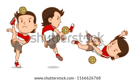Cartoon Character of Sepak Takraw player.