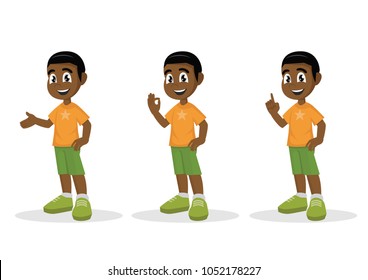 Cartoon character, Set African Boy pose.,vector eps10