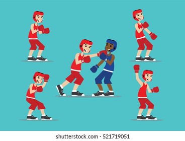 Cartoon Character, Set Boxing., Vector Eps10