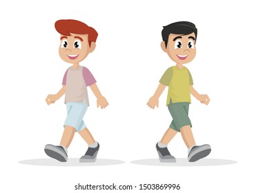 Cartoon character, Set Boy walking., vector eps10