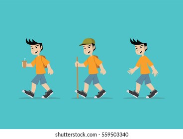 Cartoon character, Set Boys walking., vector eps10