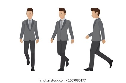 Cartoon character, Set Businessman Walking Forward.,vector eps10