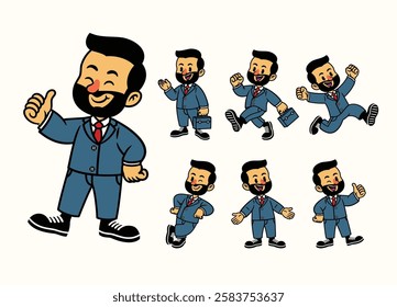 Cartoon Character Set Of Bussinesman